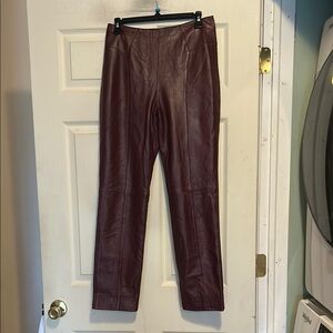 Leather Limited 100% Burgundy Leather Pants Size 10